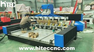 Multi heads heavy duty 4 axis cnc router machine with rotary axis
