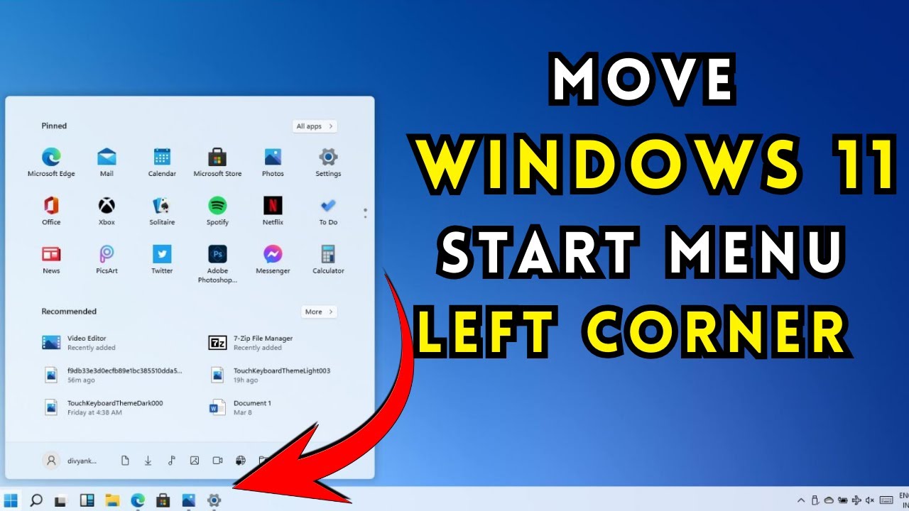 Move Windows 11 Start Menu to the Left Corner - YouTube