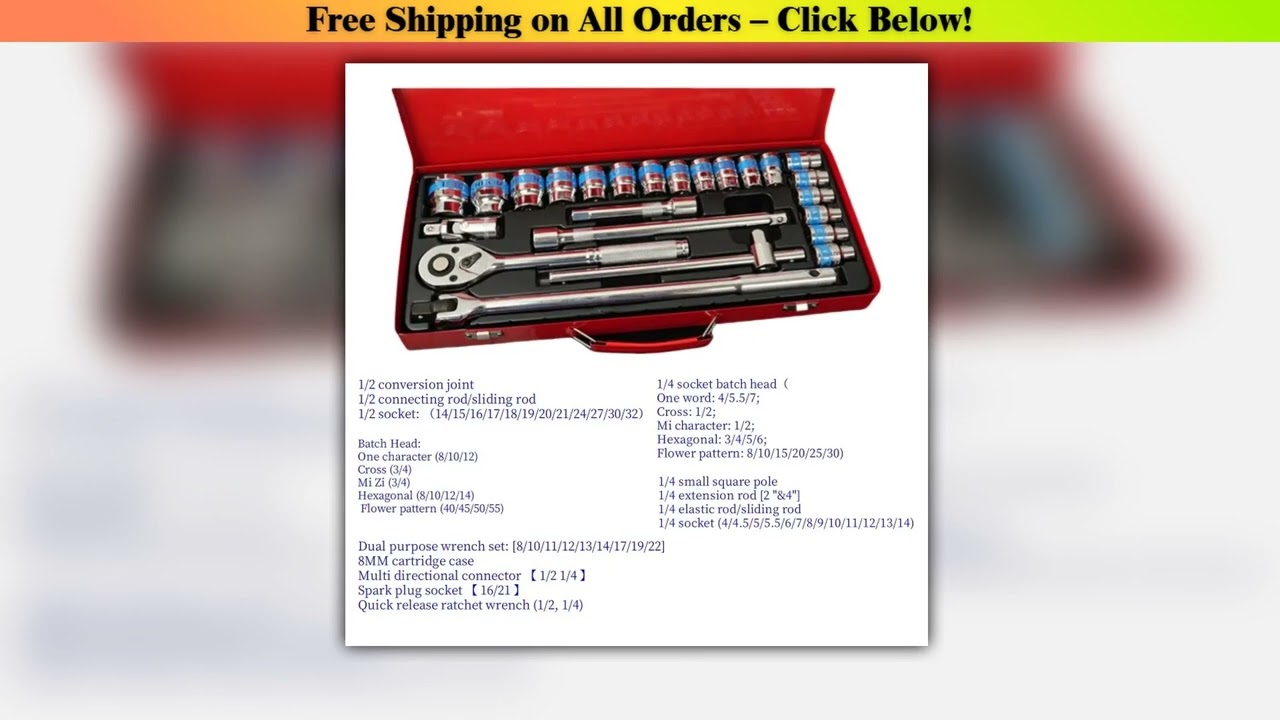 DGEV Blue Ribbon Socket Set - 24 Piece Auto Repair Kit with Quick Ratcheting Wrench Extension Tools