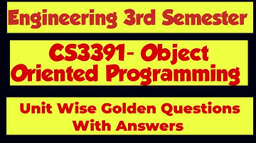 CS3391|Object Oriented Programming|Important Questions|with answers|Engineering king|