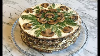 Печеночный Торт с Грибами Великолепная Закуска на Праздничный Стол!!! / Торт из Печени / Liver Сake Печеночный Торт с Грибами Великолепная Закуска на Праздничный Стол!!! / Торт из Печени / Liver Сake