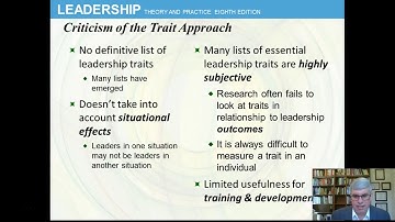 Trait Approach (Chap 2) Leadership by Northouse, 8-10th eds.