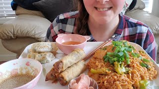 Noodles, Dumplings and Spring Rolls Mukbang Vegan Eating Show