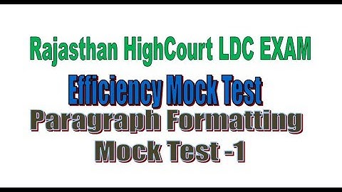 RSMSSB LDC EFFICIENCY TEST/High Court LDC Exam  HighCourt LDC Efficiency Mock Test -1