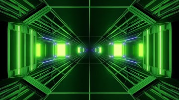 3d sci fi neon corridor Futuristic glowing Green an octagon sha ped tunnel animated background video