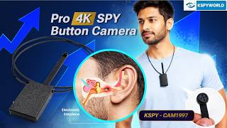 Spy 4K Button Camera with Invisible Earpiece | WiFi Live View Hidden Camera Set | Kspyworld