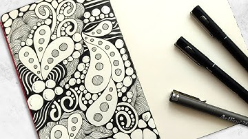 Zentangle Inspired Art Tutorial | Relaxing Doodle & Pattern Drawing