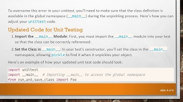 Resolving AttributeError in unittest with pickle in Python