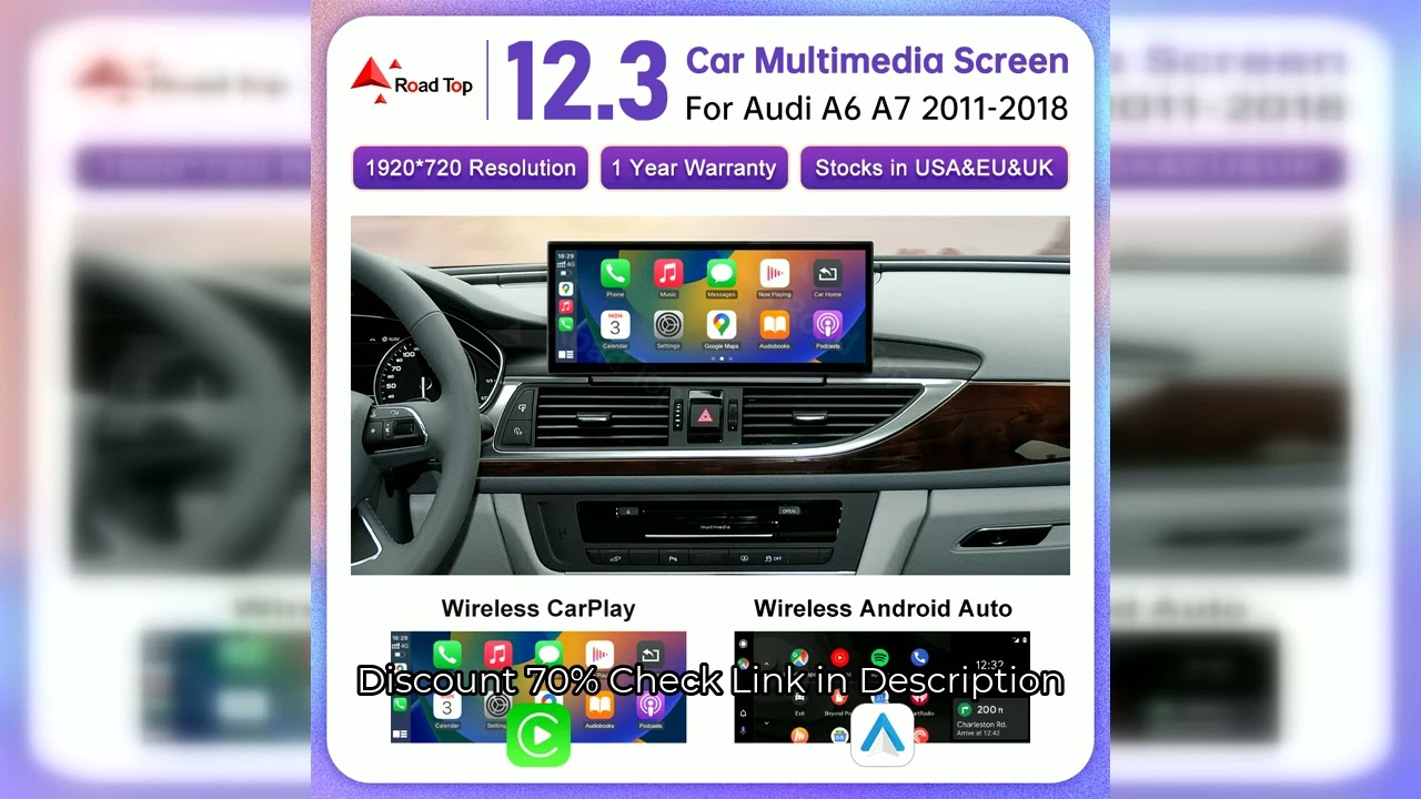 12.3" Car Multimedia Linux Touch Screen For Audi A6 C6 A7 C7  2011-2018 Wireless CarPlay Android Aut