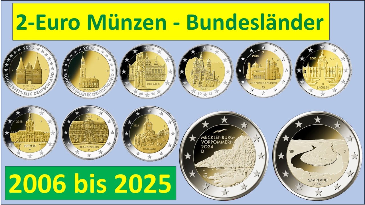  2 Euro Münzen - Bundesländer Serie Deutschland - Alle Informationen Motiv 