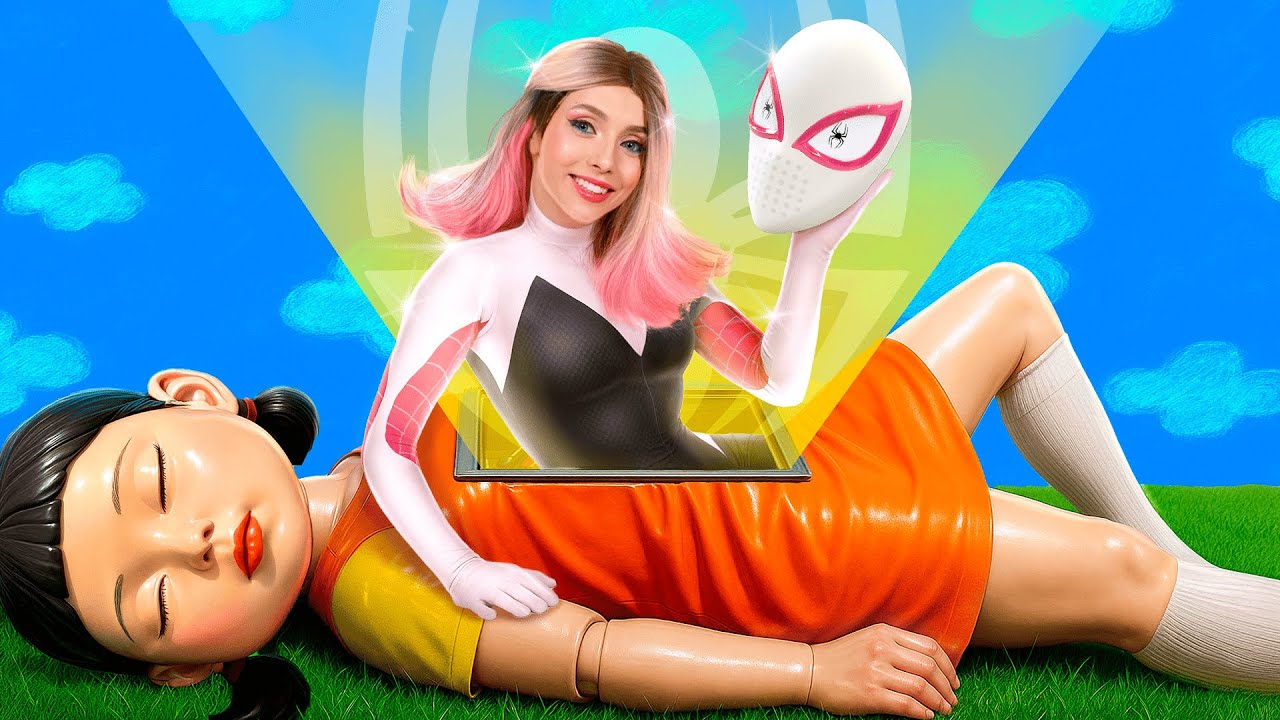 नर्ड स्क्विड डॉल से ग्वेन स्टेसी बनना ! आसान SGD मकेओवर ! सुपरहीरो कैसे बनें !