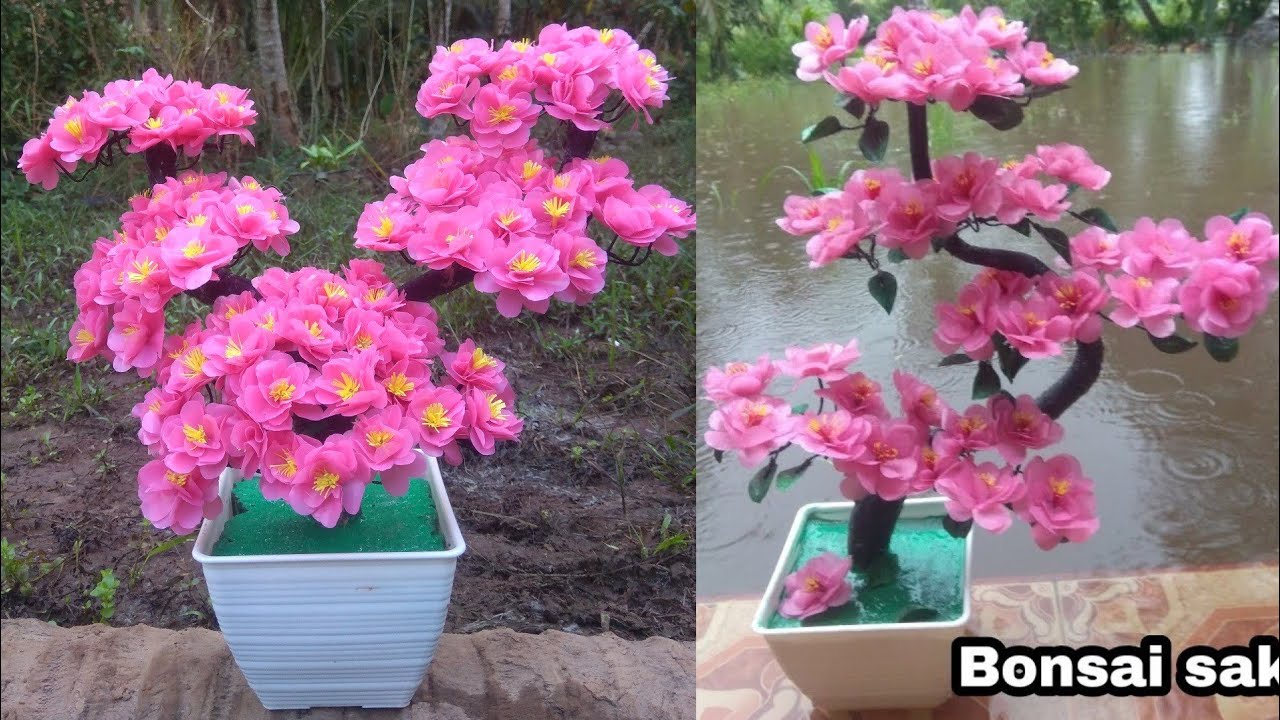 2 Model bonsai sakura dari plastik kresek !