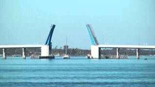 Time Lapse Draw Bridge Opening with Sailboat Traffic