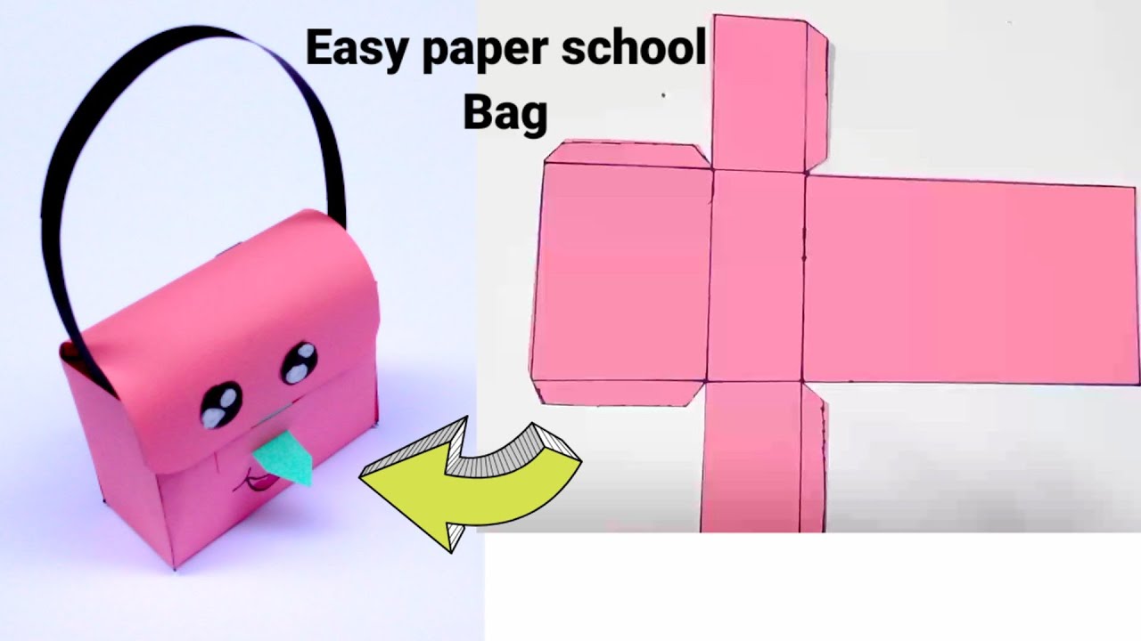 school bag with paper || paper bag || paper craft ideas || paper school ...