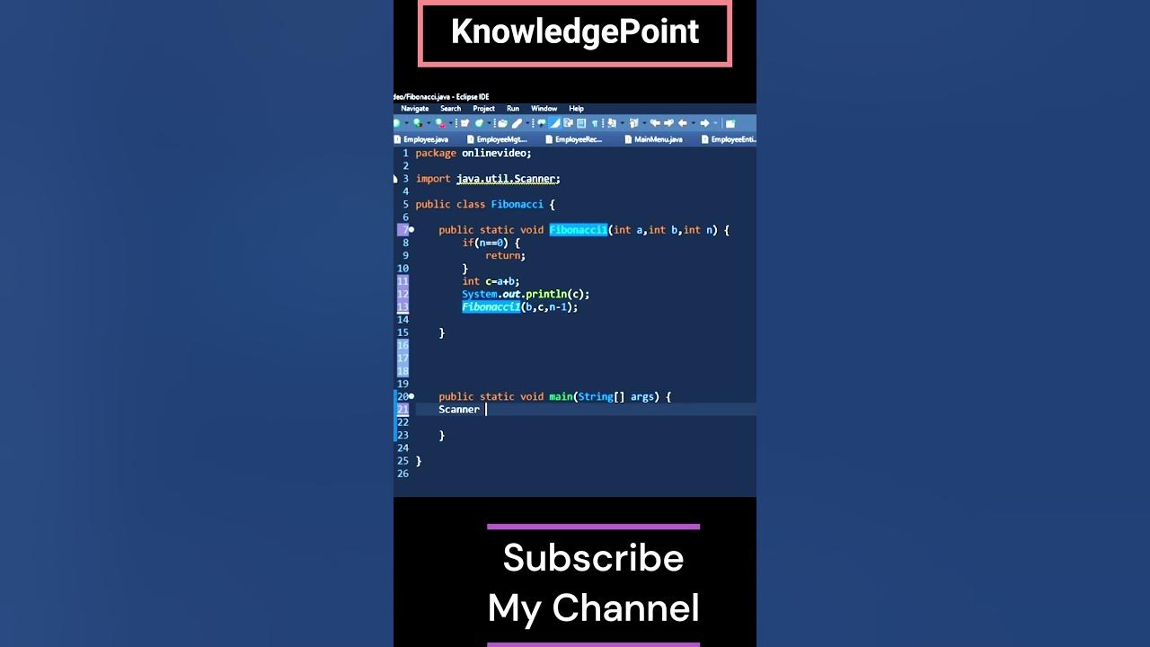 Fibonacci Series using Recursion In java || Recursion Program - YouTube