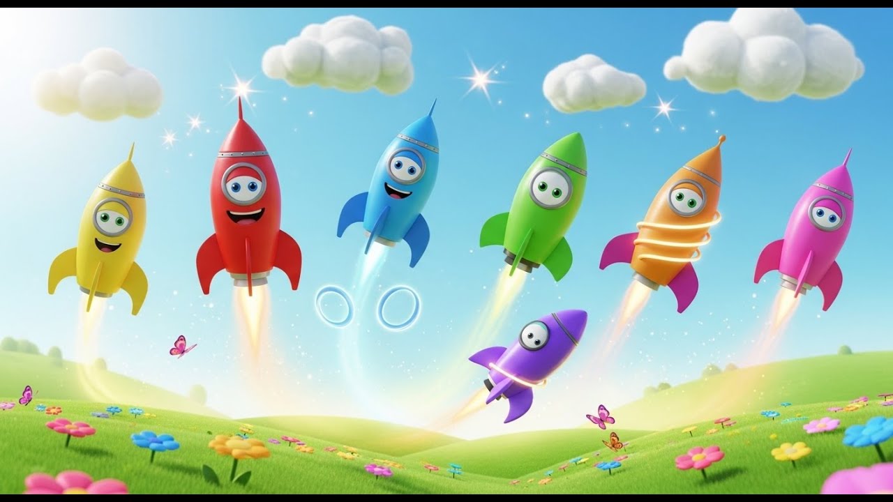 Seven Little Toy Rockets Blast Blast Blast | Space Adventure & Counting Song