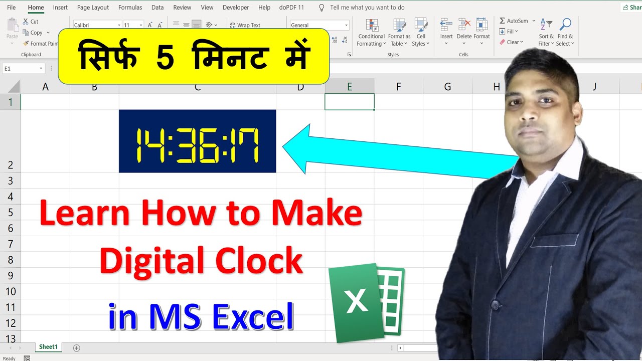 How to Make Digital Clock in Excel | Digital Clock | Digital Clock in ...