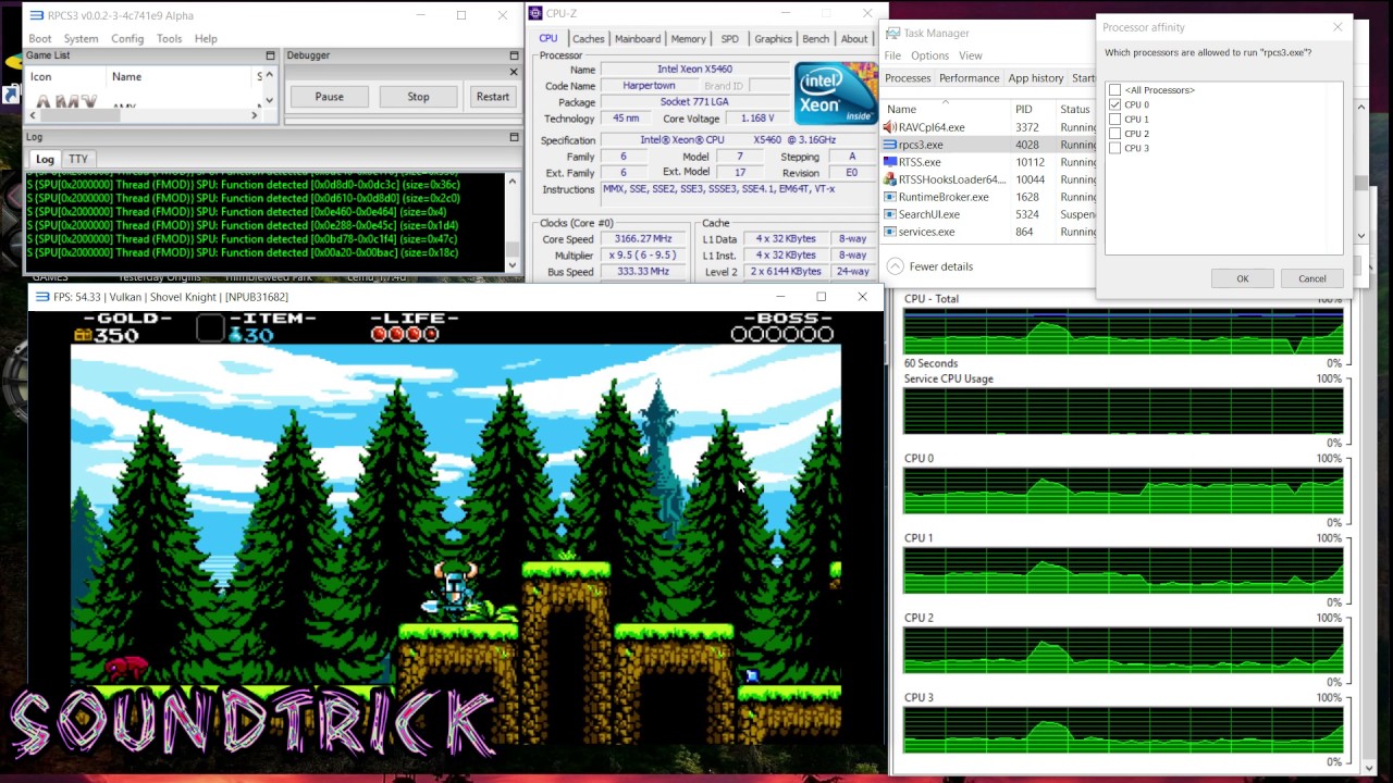Rpcs3 cpu multi core usage shovel knight arcade game ps3