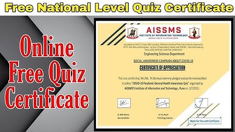 Free Quiz With Certificate || Free Webinar Certificate 2021 || Free Online Quiz Certificate