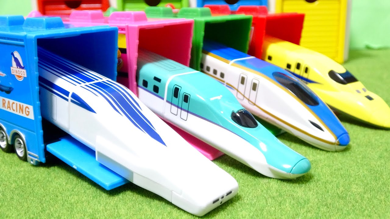プラレール 新幹線 はやぶさ こまち かがやき のぞみ ドクターイエロー みずほさくら チップスターから新幹線をとりだす しんかんせん 子供向け おもちゃ動画 Shinkansen Toys おもちゃまとめ動画