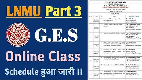 Lnmu part 3 GES online class schedule 2021