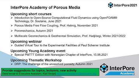 InterPore2021 - Learn about the Porous Media Academy & Young Researchers
