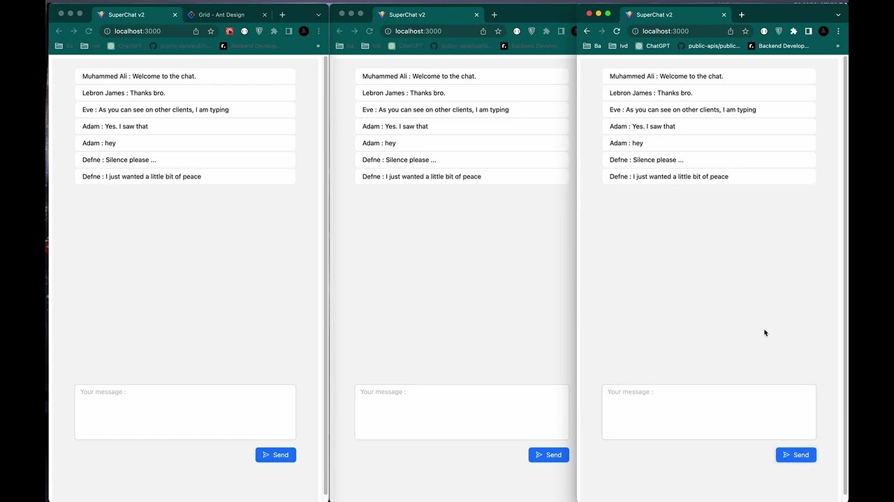 Realtime Chat App Demo using Websockets and Nest.js