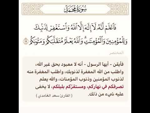 تفسير قوله تعالى فاعلم انه لا اله الا الله واستغفر لذنبك