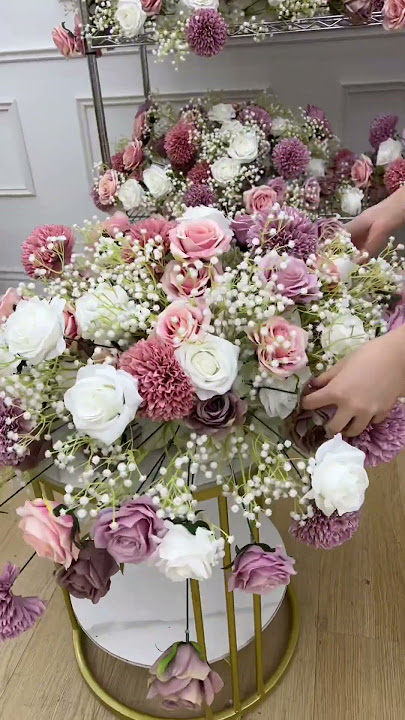 White Rose Arch Decor Hang Flower Row Wedding Backdrop Floor Floral #diy #wedding #flower