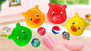 Cute Pooh Lollipop Candy Jelly 🍭Making Tasty Miniature Fruit Sugar Candy Jelly 🐻Mini Baking