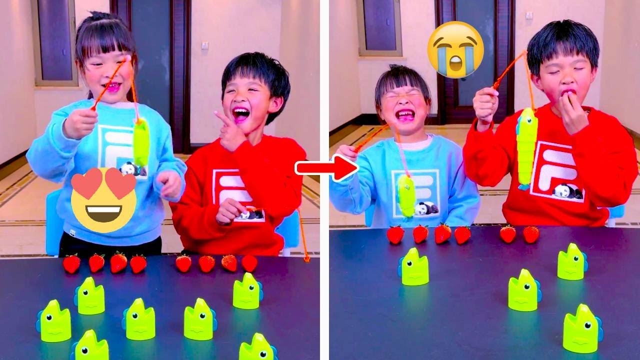 Family Games | Fishing Battle! Who will win, brother or sister? 