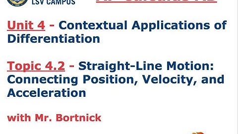 AP Calculus AB - 4.2 Straight Line Motion: Connecting Position, Velocity, and Acceleration