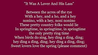 IT WAS A LOVER and HIS LASS SHAKESPEARE As YOU LIKE IT Lyrics Word text sing along song music Morley chords