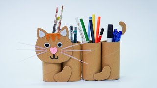 Make a pen holder from toilet paper core | Recycle