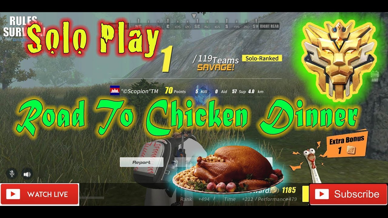 ROS Road To Chicken Dinner Solo Gameplay