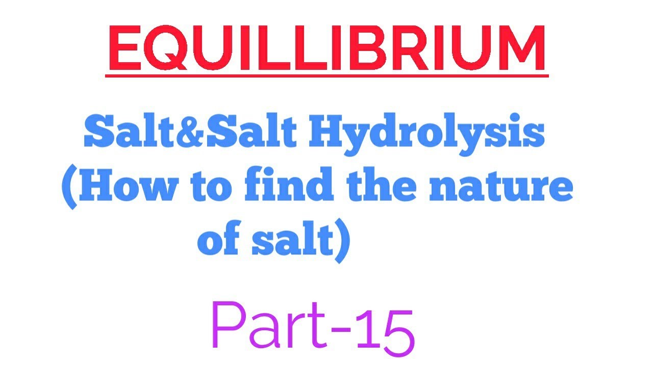 Salt&Salt HydrolysisHow to find nature of saltEquilibriumNcert