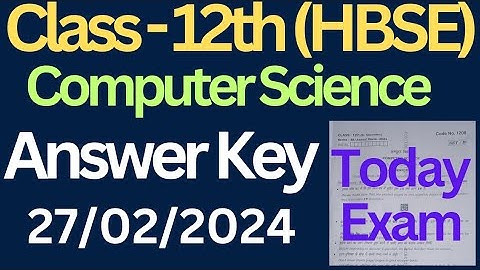 class 12 computer science answer key today exam 2024 haryana board।। #class12 #answerkey