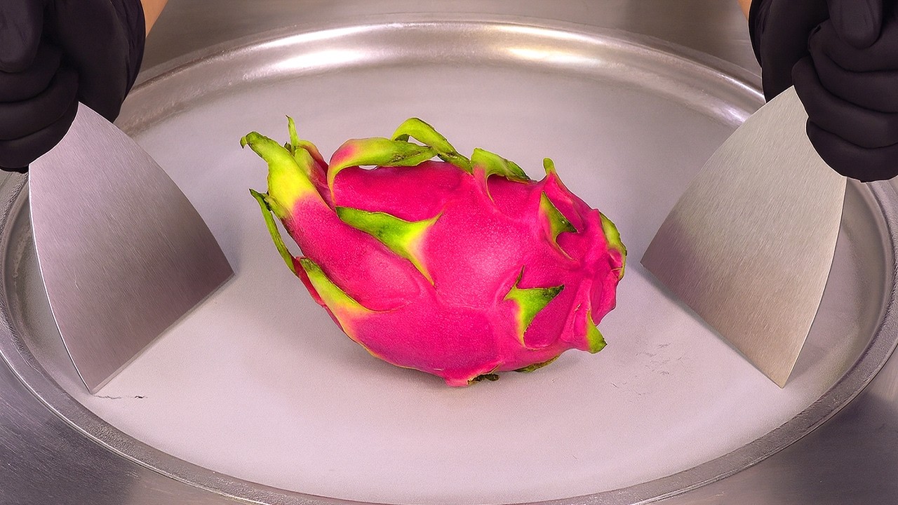 Dragon Fruit — Pitaya Ice Cream Rolls | Satisfying Visual ASMR