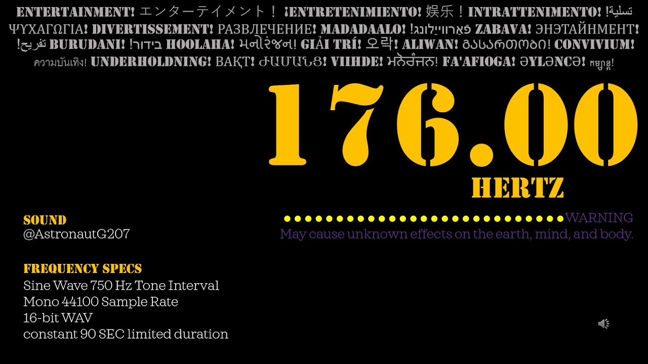 176 Hz 1 Hz Interval Sine Pure Tone Frequency 441000 Sample Stereo