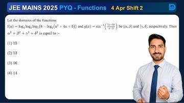 Let the domains of the functionsf(x) = log₄[ log₃( log₇( 8 − log₂(x² + 4x + 5) )) ]andg(x) = sin⁻¹..