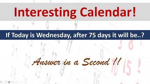 Calendar - What day will it be after 75 days? Aptitude and Reasoning !