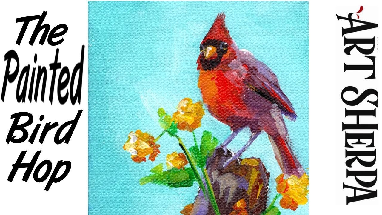 RED CARDINAL BIRD | Beginners Acrylic Tutorial Step by Step | The Painted  Bird Hop - YouTube