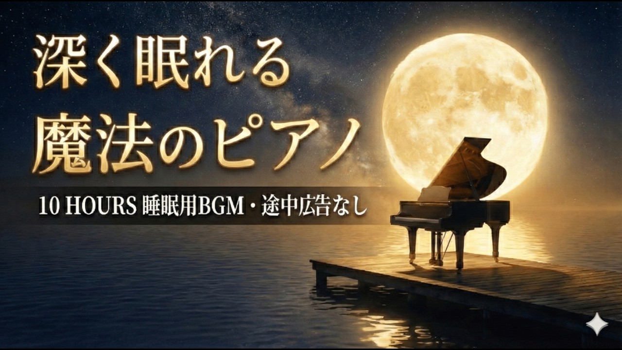 優しいピアノで深く眠る｜10時間・癒しのスリープピアノ（Calm Piano for Sleep）
