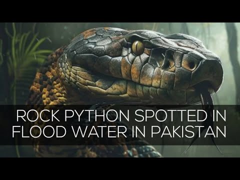 Rock Python spotted in flood water in Pakistan ||
