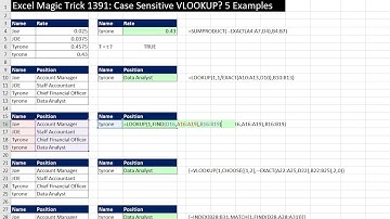 Excel Magic Trick 1391: Case Sensitive VLOOKUP?  5 Examples of Excel Case Sensitive Lookup