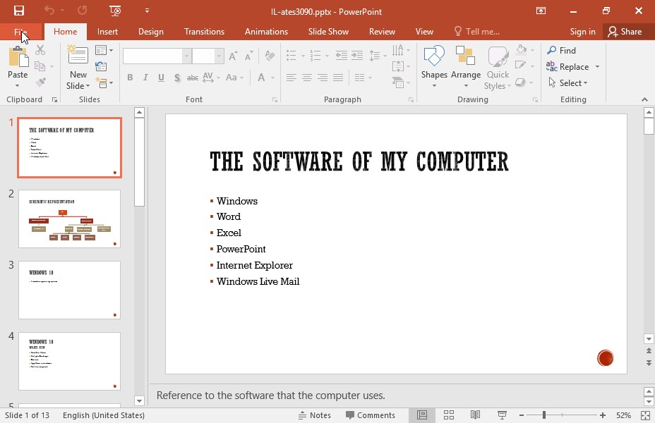 how to print an outline of a presentation