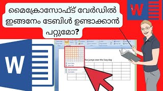 How to create/insert table in MS Word Malayalam | MS Word Table Shortcut Malayalam | ideal express Ms Word Malayalam Tutorial Insert Tab
