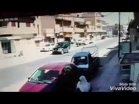 تفجير القامشلي لحظة مرور شاحنة التفجير على طريق عامودا