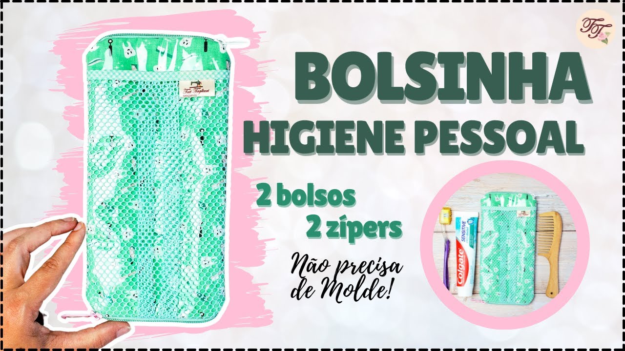 Bolsinha Higiene Pessoal com 2 bolsos plastificada | Tutorial de Costura passo a passo