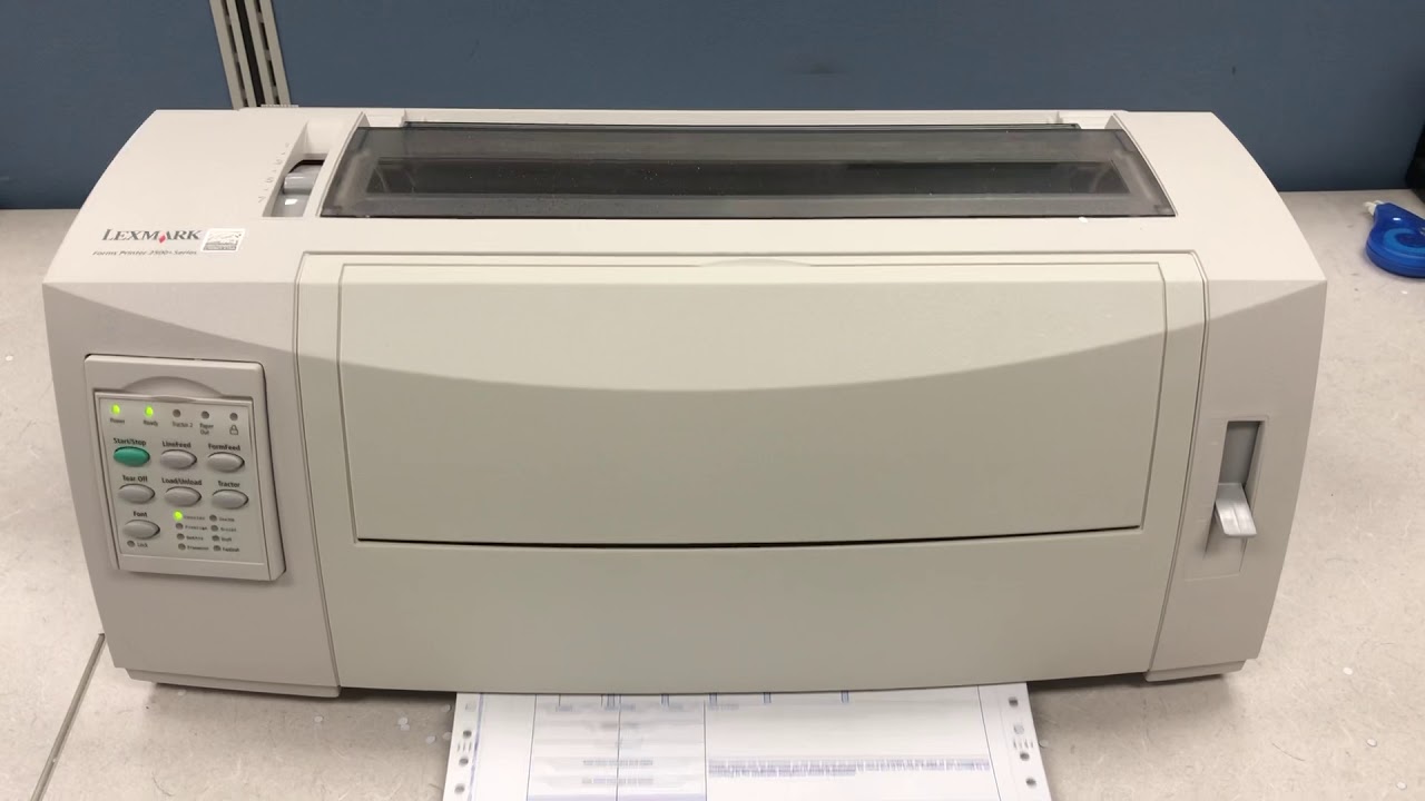 Lexmark 2590n+ dot matrix form printer YouTube